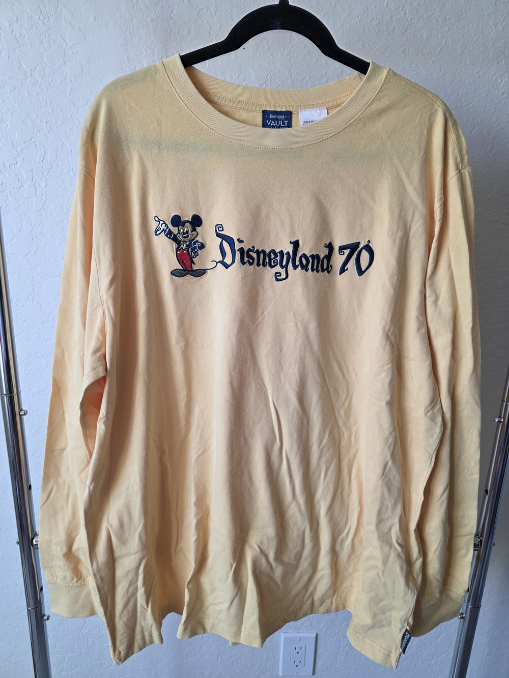 Disneyland 70 Mickey Long Sleeve Tee - Pale Yellow 3XL